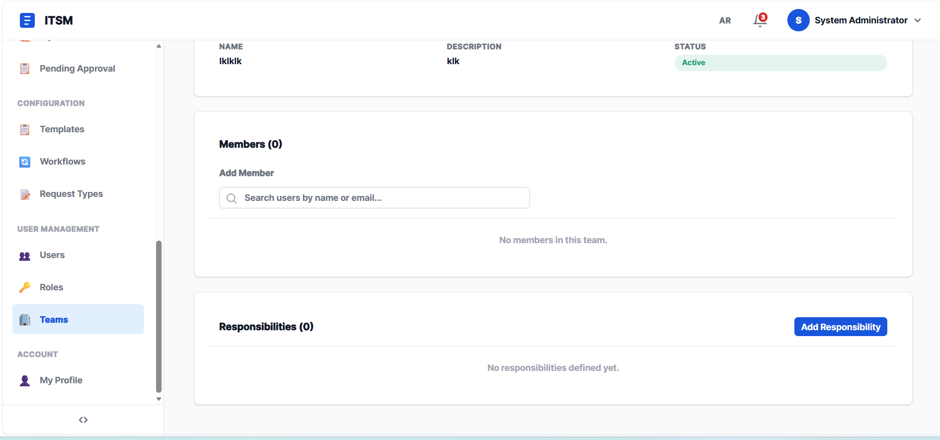 ITSM Team Management - Manage teams with roles and responsibilities